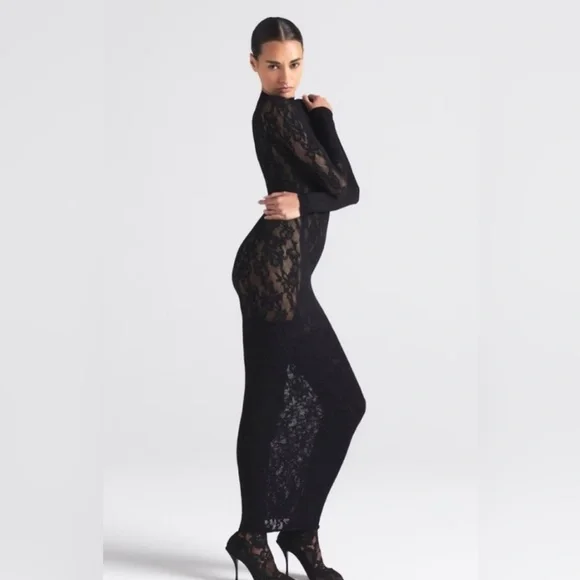 Skims Knit Lace Turtleneck Long Maxi Dress NWT - Picture 7 of 8